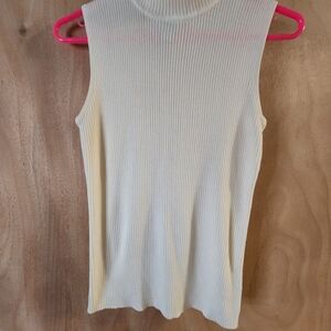 Dana Buchman Cream Ribbed Sleeveless Tank Top